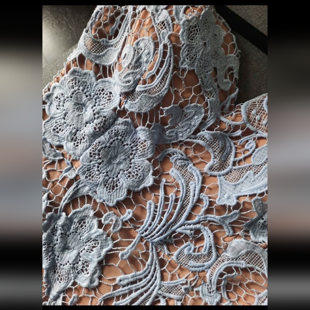 Lucy Wang Periwinkle Lace Floral Dress
